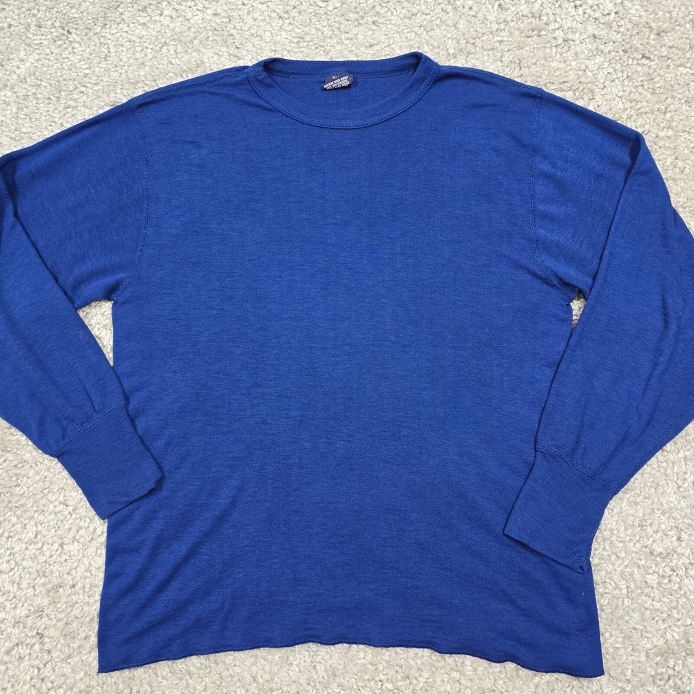 Duofold Mens Thermal Long‎ Sleeve Base Layer Blue Size XL Made USA Vintage